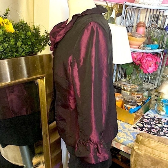 🌷 Michel Desjardins 🌷 2 Pc Set Sateen Ruffle Flare Jacket & Matching Skirt - Picture 4 of 13